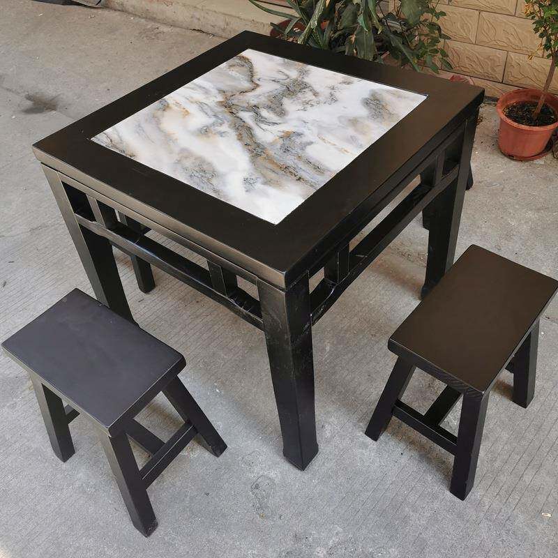 正方形桌子木餐馆饭店桌椅桌组合四方餐面馆方桌酒店实八仙桌0856