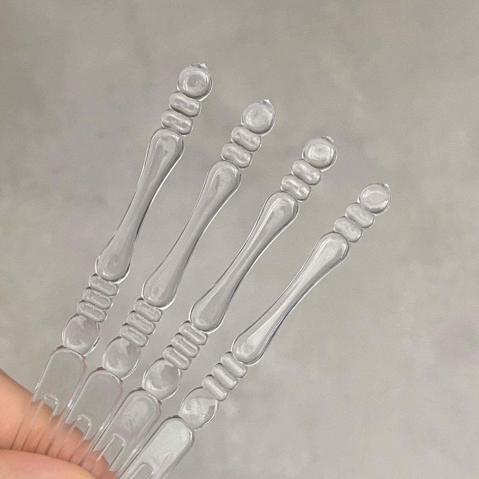 一次性水糕果叉塑子K料透明叉子水果W-147竹蛋加厚竹节叉家用餐厅