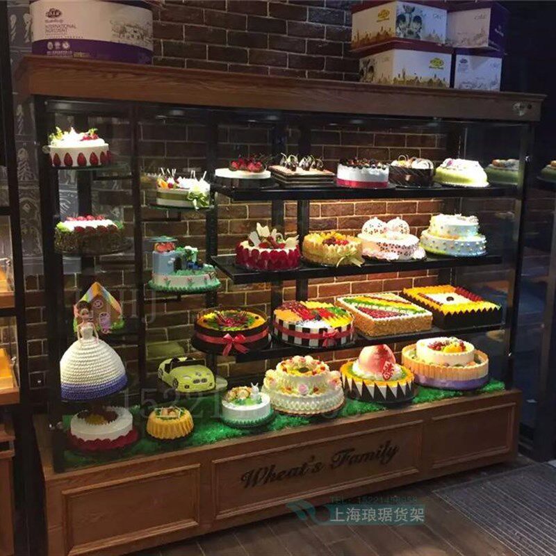 生日蛋糕柜实木烤漆蛋糕模型展柜 面包店货柜面包展示柜蛋糕货架