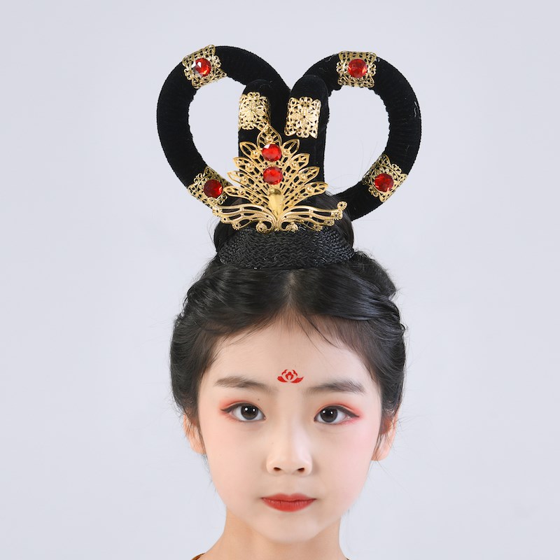 飞天反弹琵琶舞蹈头饰发包一体乐鼓汉服古典敦煌舞云之川吉祥天女