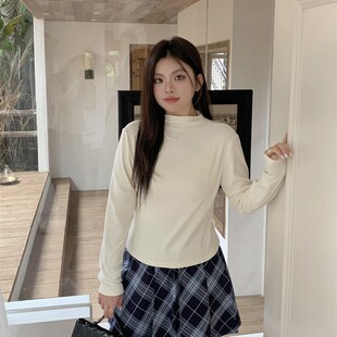 阿车家的大码jk胖mm显瘦高弹半高领打底衫气质针织上衣内搭秋冬