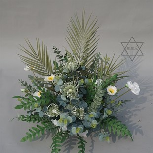 婚庆路引花盆花花球T台舞台背景迎宾花桌花婚礼堂花点红色系装 扮