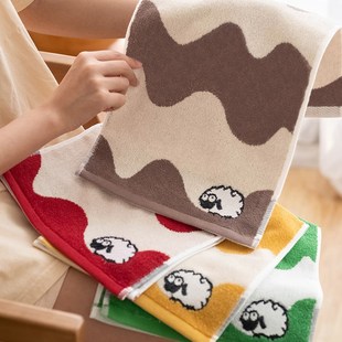 呆萌羊洗脸毛巾家用纯棉儿童可爱情侣面巾手帕女全棉吸水柔软