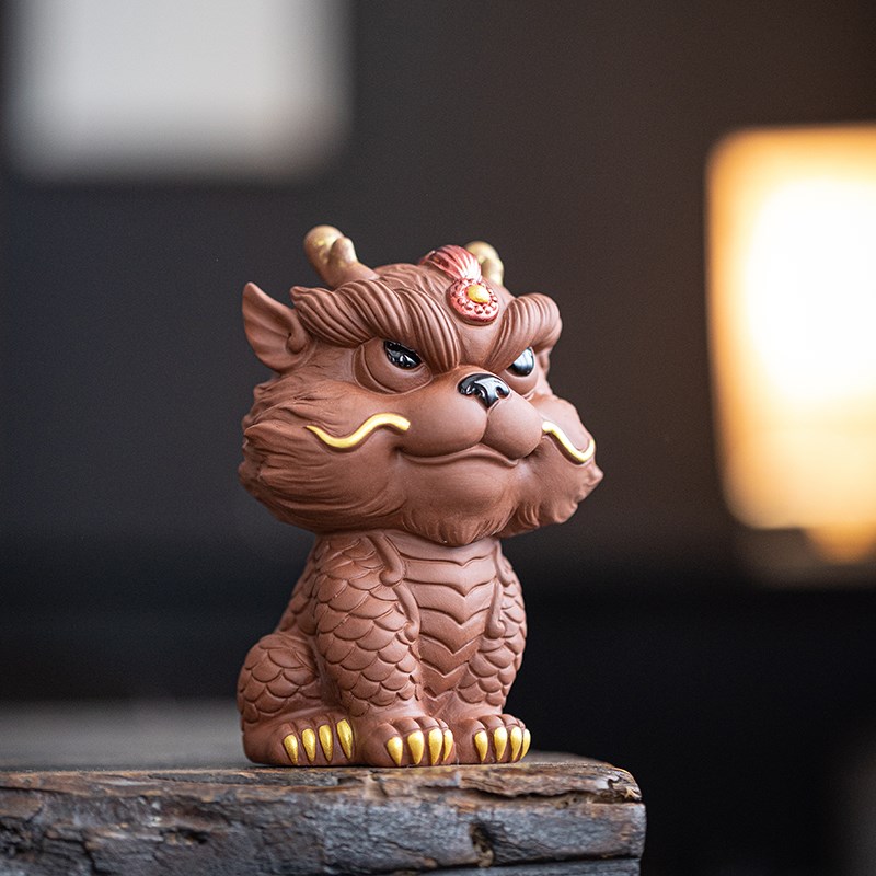 龙年生肖龙创意紫砂茶宠摆件招财小神龙家居博古架茶台桌面装饰品
