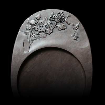 赋比兴 国家非遗 肇庆端砚砚台《菊》宋坑端砚坑仔素砚砚台 正宗