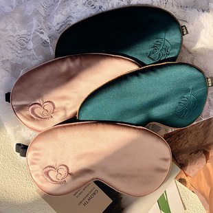 眼罩君6A级19姆蚕丝简约香芋紫乔木墨绿真丝眼罩睡眠加大宽强遮光