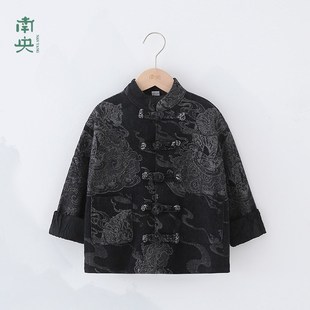 新中式复古汉服男童长袖上衣春秋季儿童唐装牛仔外套男孩国潮虎年