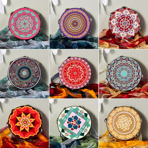 敦煌飞天手鼓新疆维吾尔族铃鼓汉服手持拍照鼓飘带鼓唐鼓舞蹈乐器