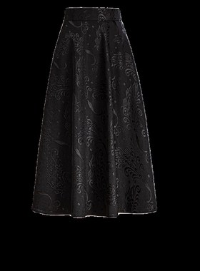 裙四季春秋黑色半身裙女2024气质新款A字裙高腰显瘦中长款大摆裙