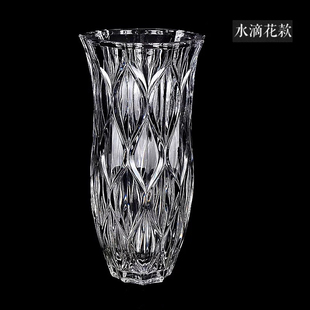 水晶玻璃高脚花瓶厚重落地花瓶插花器欧式客厅台面花瓶装饰品