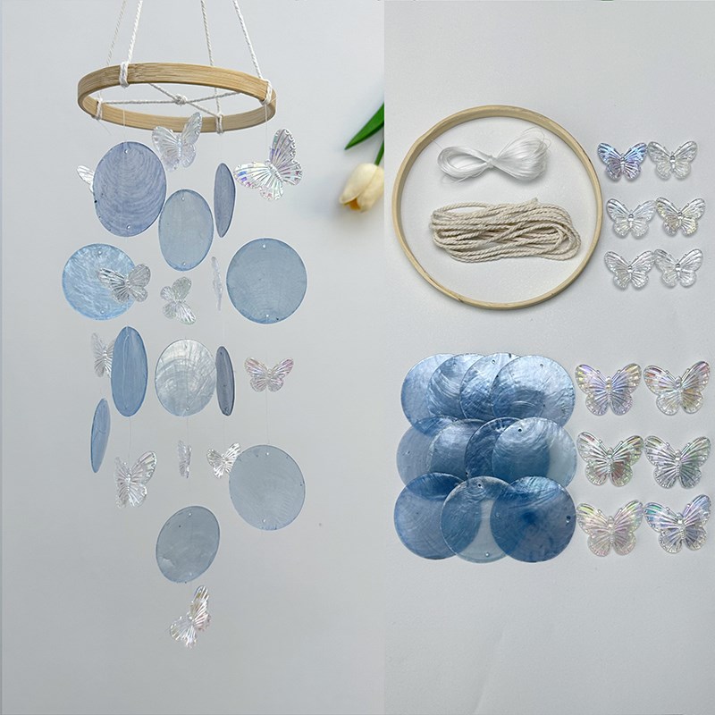 蝴蝶贝壳风铃diy材料包挂饰创意儿童手工暖场活动装饰品六一礼物