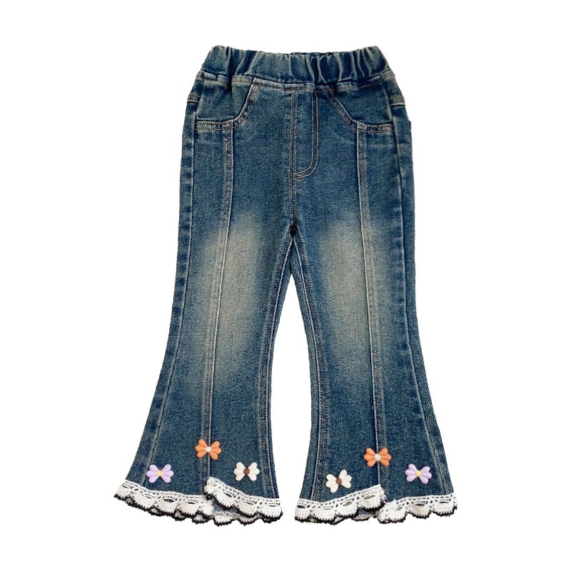 童装女童裤子2024春秋新款女童牛仔裤长裤牛仔喇叭裤女宝宝休闲裤