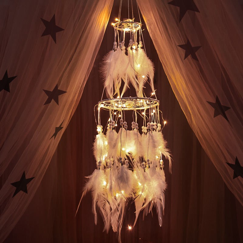 捕梦网扑铺捕能梦网成品风梦风铃森系少女心房间diy手工空中挂饰