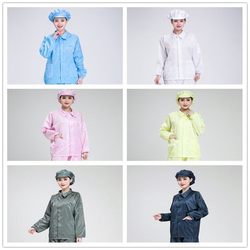 无尘服翻领夹克上衣洁净化工作服防静电裤子车间防尘服男女蓝白色