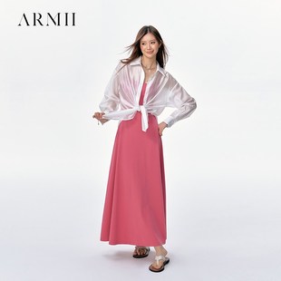 ARMII吊带连衣裙女修身显瘦A字裙收腰气质长裙大裙摆欧美性感裙子