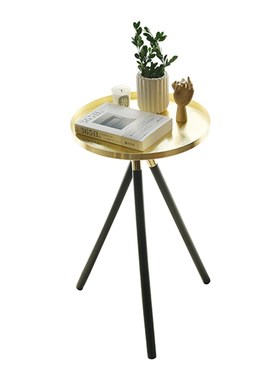 米诺北欧三脚小圆桌金色小茶几金属茶盘小边几床边桌客厅装饰摆件