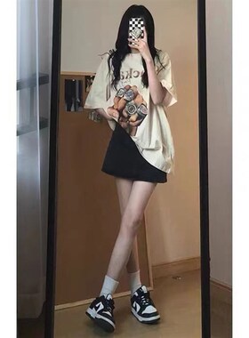 黑色高腰牛仔短裙女夏季新款大码胖mm遮肚子显瘦a字包臀半身裙子