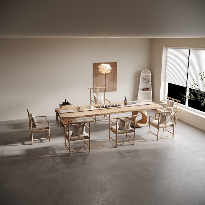 实木茶桌椅组合办公室小茶台原木大板泡茶桌新中式茶桌烧水壶一体