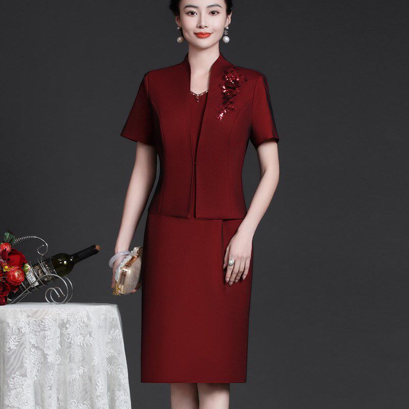 高贵新娘夏装儿子结婚礼喜妈妈礼服喜婆婆婚宴套装连衣裙母亲喜服