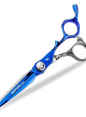 金6.0薄寸黑色394花柄双面美发剪发刀理剪平剪刘海剪牙剪打剪