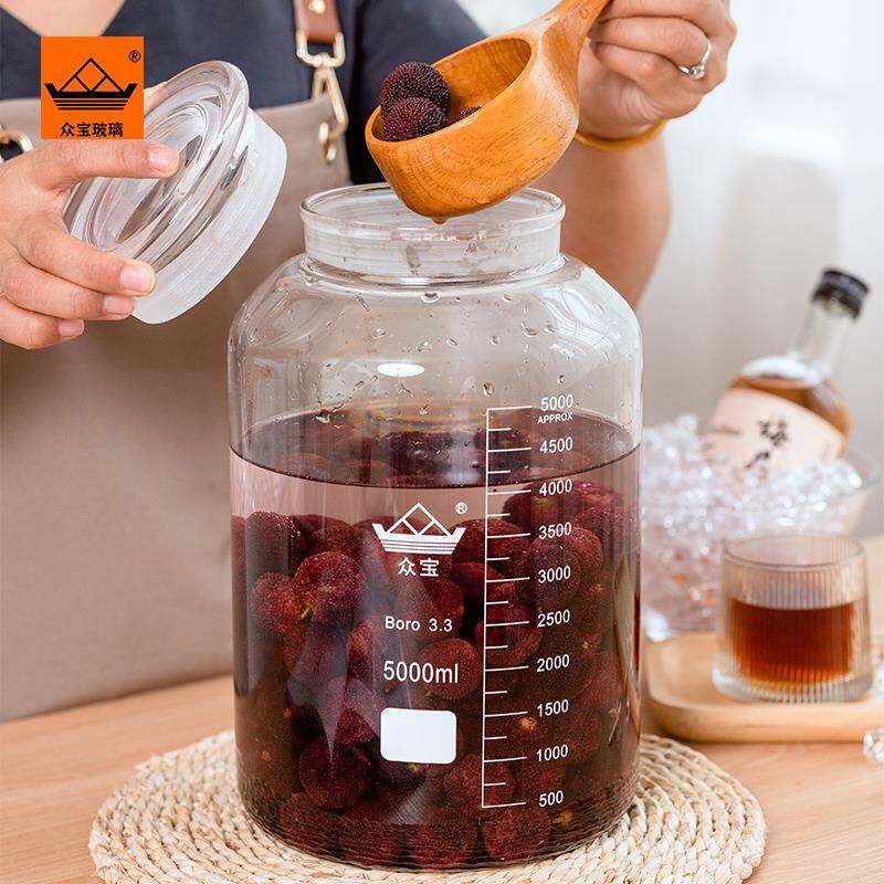 厂家供泡应高硼硅玻璃密酒封酒缸玻璃瓶家用LBG-WJH药酒青梅罐浸