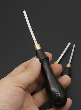 皮削边器工檀木y柄D2钢刀头植鞣革倒角修边di手82314工皮具制作革