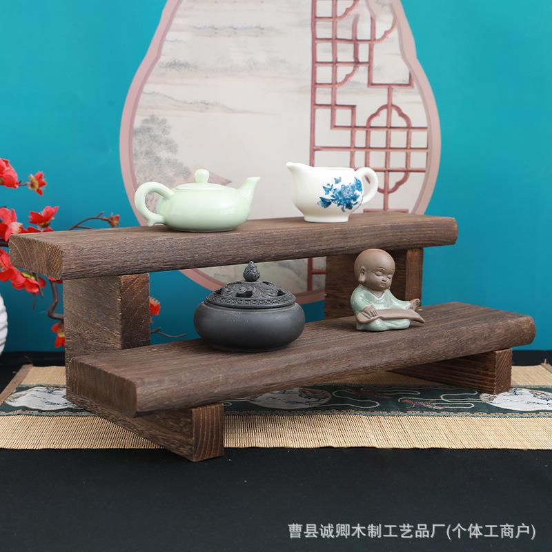 中式实木博古具架室内多肉盆栽小摆件置物架示桌y-1面茶茶配件壶