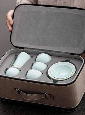 瓷旅行茶陶具便套茶装户外快客杯一壶四杯AL62493携日式功夫具泡