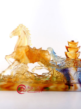 琉璃马摆件财运亨通创意时尚家居办公室装饰品客厅工艺品开业礼品