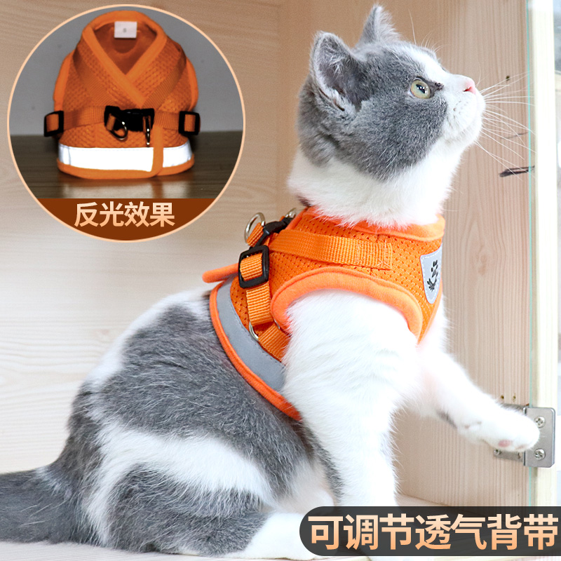 猫咪牵引绳背心式防挣脱专用溜猫绳子栓猫绳猫链子外出遛猫绳防逃
