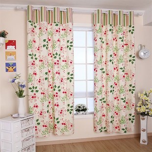 乡村风格 樱花帆布窗帘布半遮光窗帘客厅飘窗卧室窗帘定制半帘成品