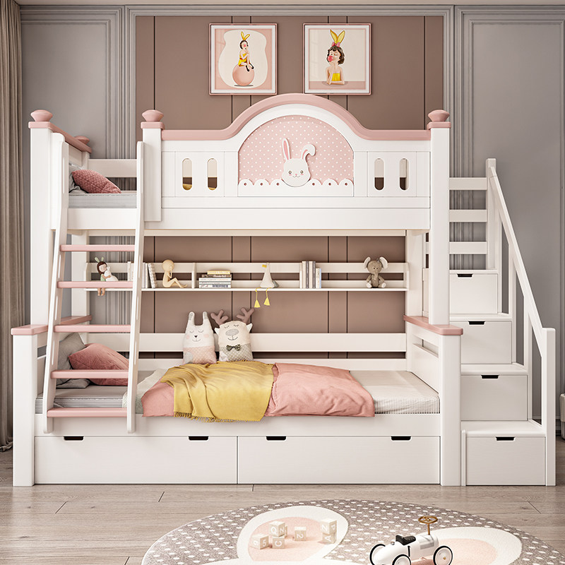 全实木儿童床上下床双层床子母床公主床高低床兔子床上下铺两层床,住宅家具,高低/子母床,淘宝优惠券,粉丝福利购,淘宝优惠卷