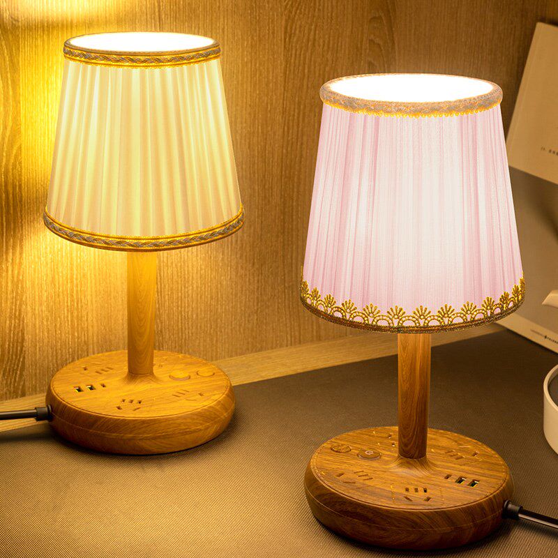 多功能卧室床头灯中式复古暖光氛围灯插座装饰灯学生宿舍台灯卧室,家装灯饰光源,小夜灯,淘宝优惠券,粉丝福利购,淘宝优惠卷