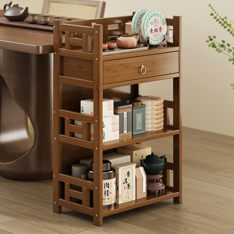 茶柜茶架子置物架客厅茶室小型实木博古架收纳柜茶叶茶具展示柜子