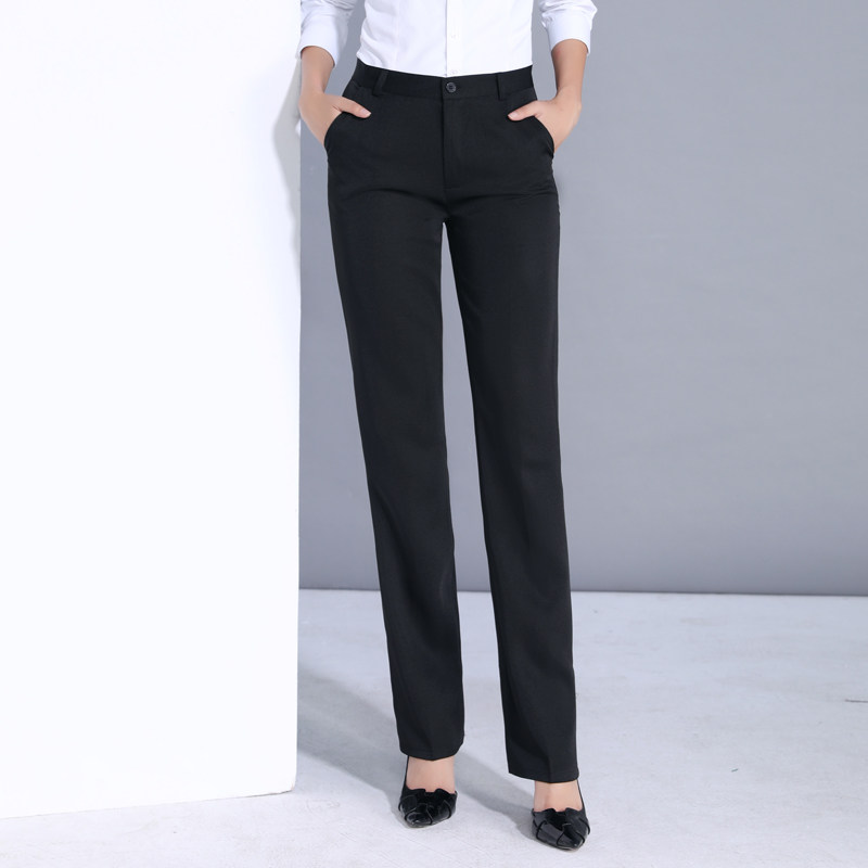 春夏黑色高腰女西装裤西裤职业裤直筒正装工作长裤上班网纹面料