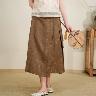 布符2025年夏季新品流苏花扣国风半身裙时尚舒适显瘦高腰百搭女装