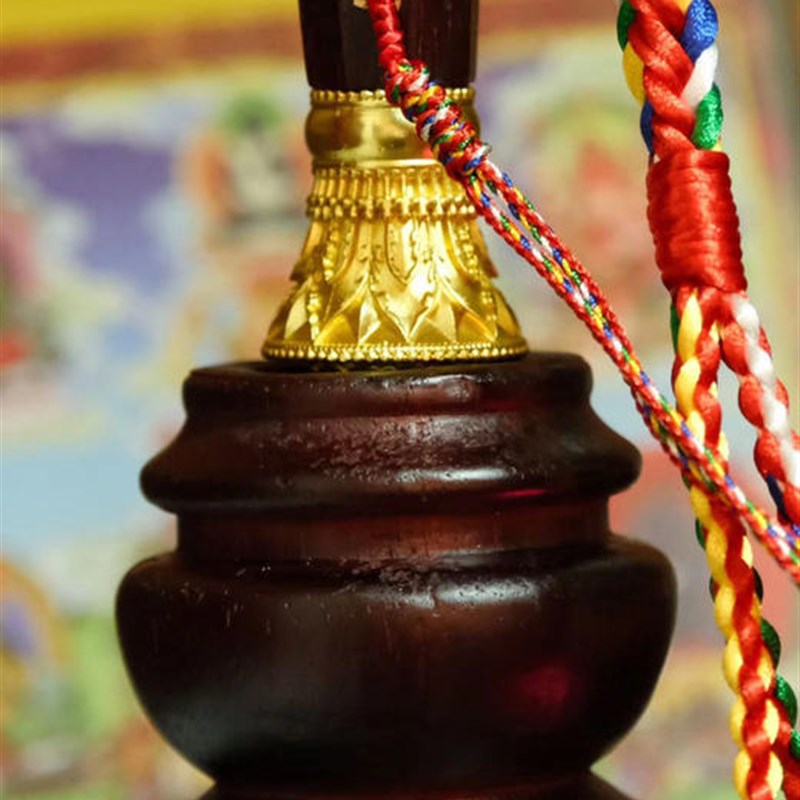 格萨尔王权杖实木底座木头底座高约11.5cm