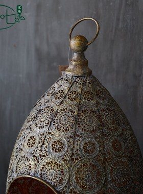 美式镂空烛台复古做旧民宿餐桌工艺客厅摆件婚庆烛光晚餐摄影道具