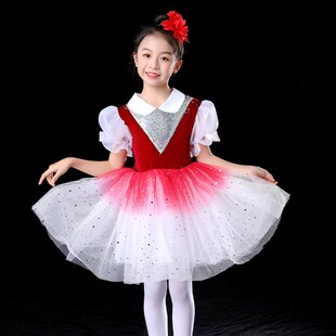 六一儿童蓬蓬纱裙舞蹈服装女童小主持人公主朗诵演出合唱表演服装