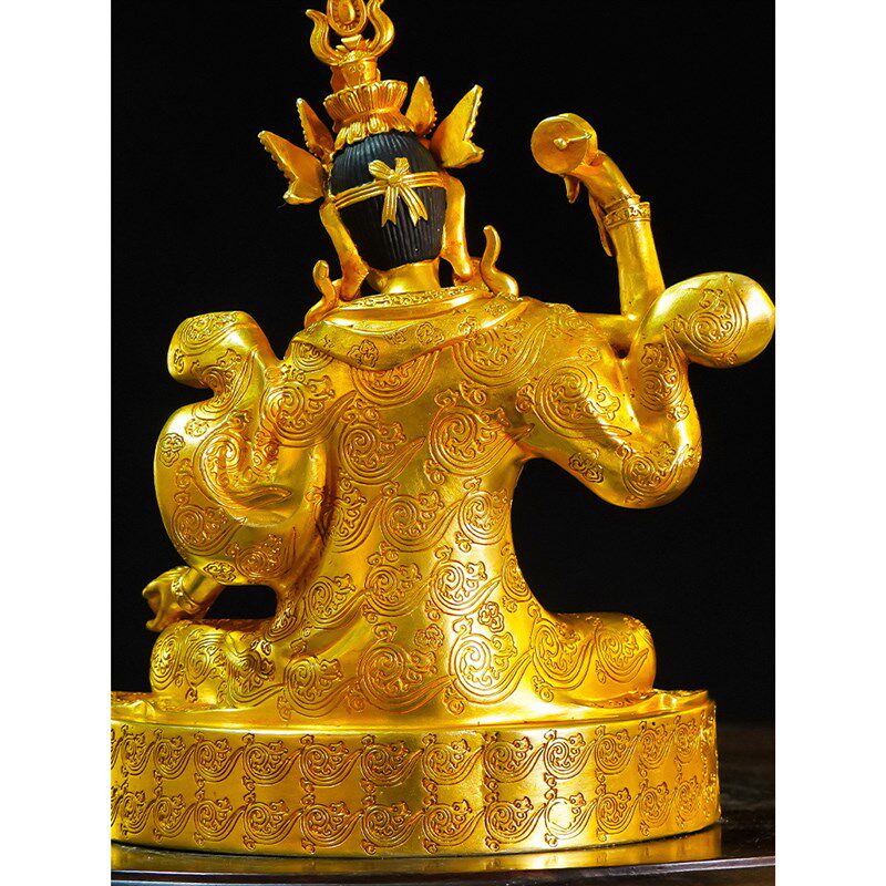 纯铜莲师八变尼泊尔工艺精品仿古鎏金铜像装饰摆件鎏金七寸莲花生