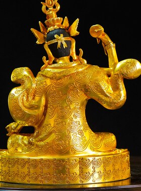 纯铜莲师八变尼泊尔工艺精品仿古鎏金铜像装饰摆件鎏金七寸莲花生