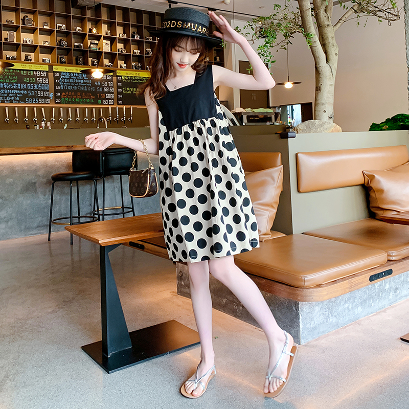 女童波点连衣裙夏季薄款2022新款大童洋气公主裙夏装儿童网红裙子