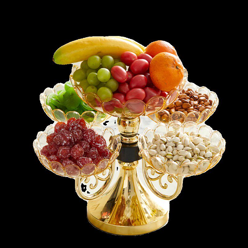 轻奢款干果盘客厅茶几家用分格多层新款多功能水果盘可旋转糖果盒