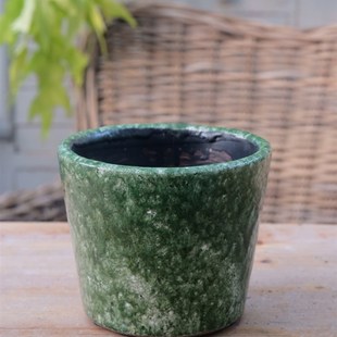 粗陶釉盆复古绿色花瓶花盆装饰家居中古摆件套蝴蝶兰仙客来插花