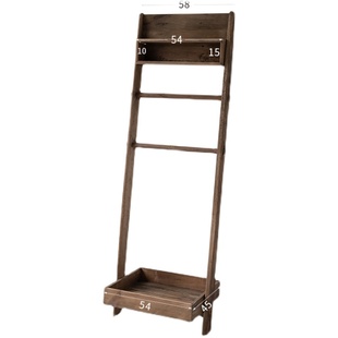 润家家居实木松木衣帽架简易落地靠墙木质挂衣架玄关斜靠收纳层架