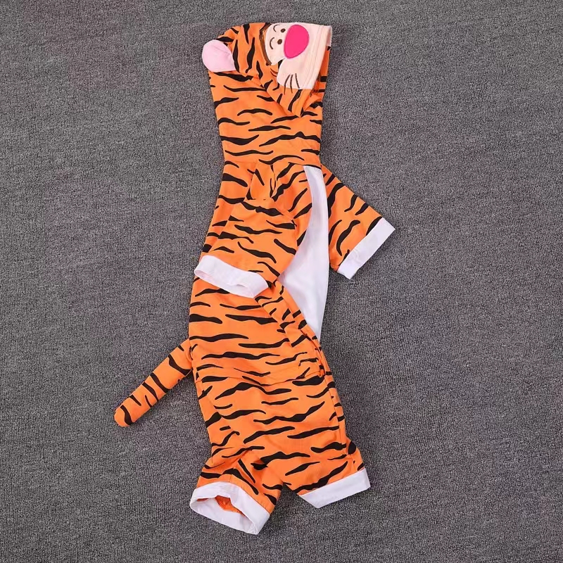 夏季儿童睡衣恐龙连体短袖男孩卡通动物男女童宝宝家居服演出服