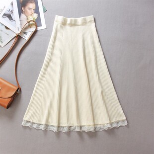 百褶半身裙旗袍衬裙内搭秋冬内衬裙冬季叠穿复古打底裙针织大摆裙