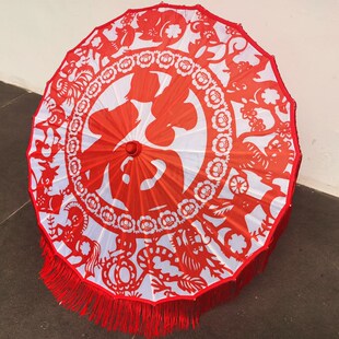 新款秧歌花伞剪纸伞社火表演舞蹈扇演出舞蹈伞陕北秧歌花伞