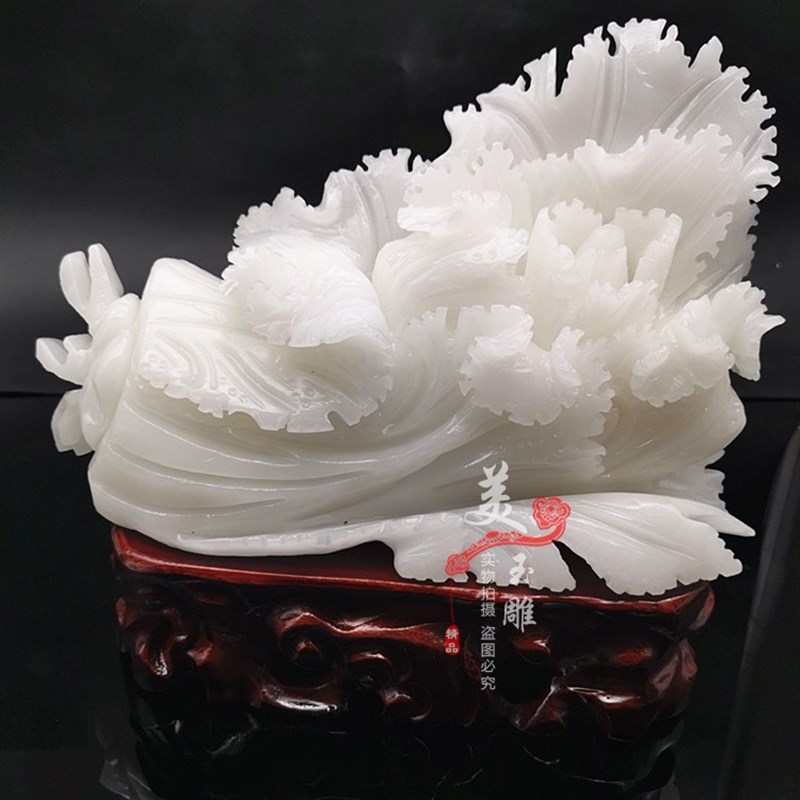 天然玉石白菜摆件玉白菜客厅家居柜台装饰品店铺开业礼品送礼佰财