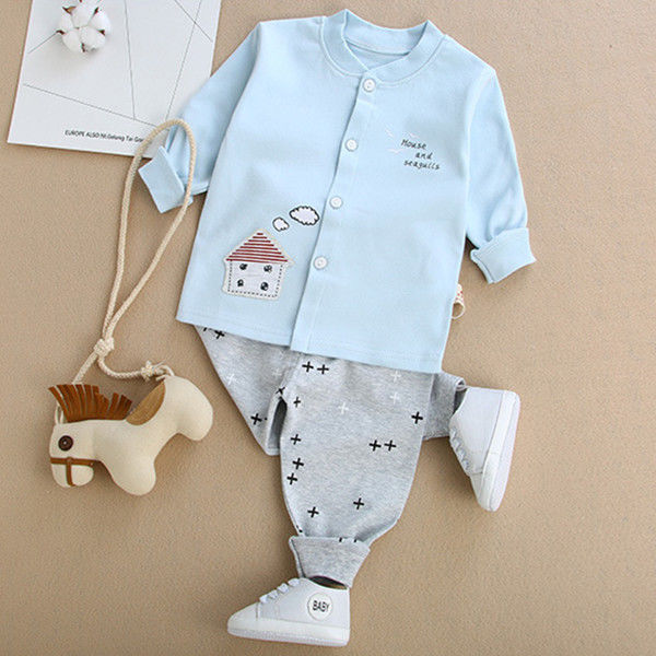 四个月一岁宝宝秋衣秋裤套装纯棉全棉婴儿衣服春季睡衣分体两件套